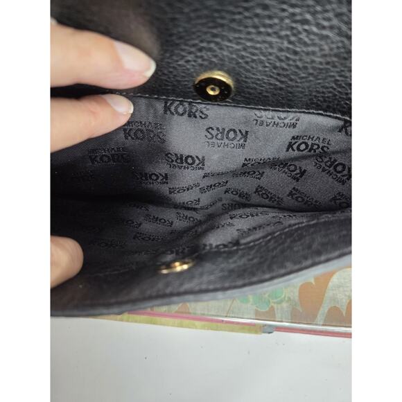 Michael Kors Manhattan Womens Satchel Handbag Black Pebble Gold Hardware W Strap - Picture 12 of 16